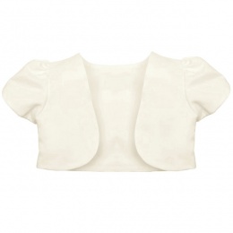 Girls Ivory Satin Short Sleeved Bolero